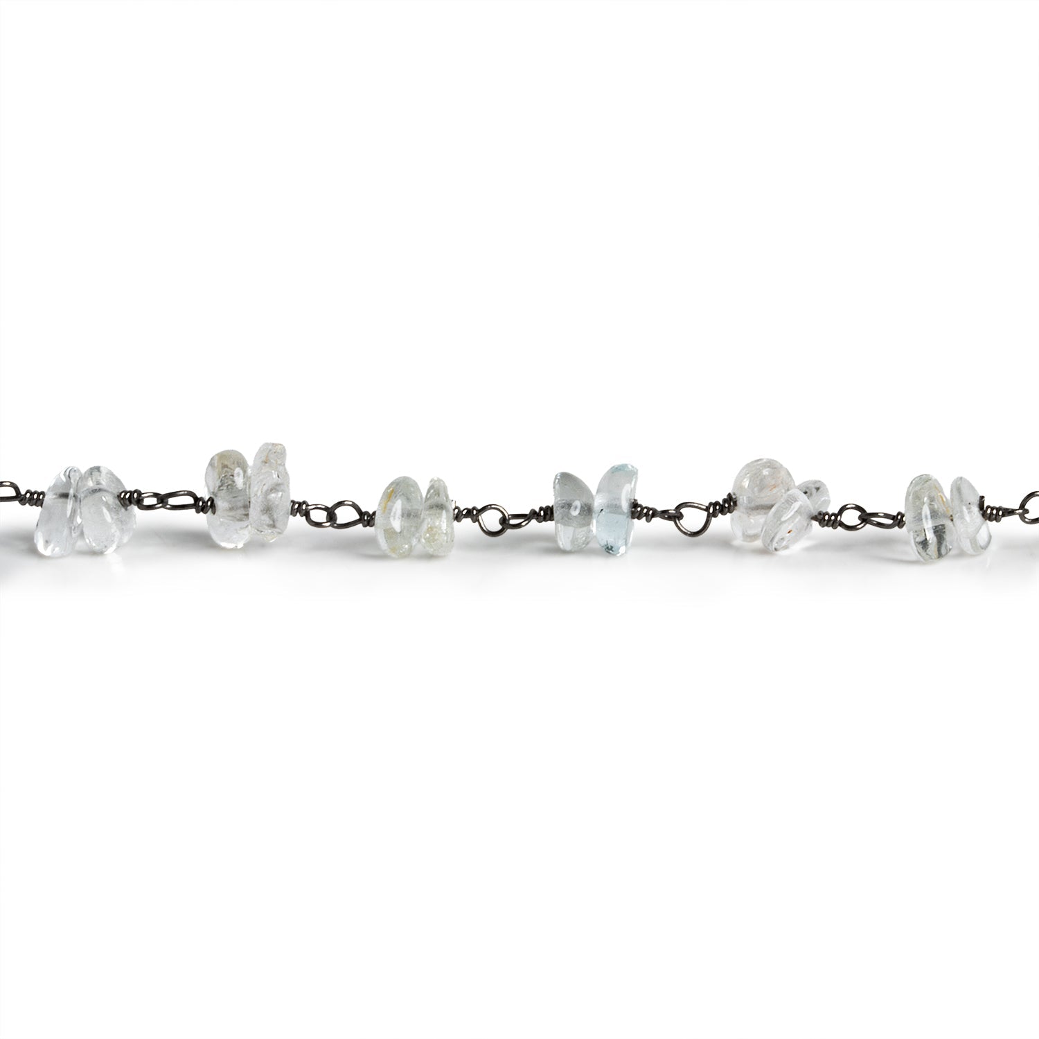 6x5mm Crystal Quartz Double Nugget Black Gold Chain 58 beads - The Bead Traders