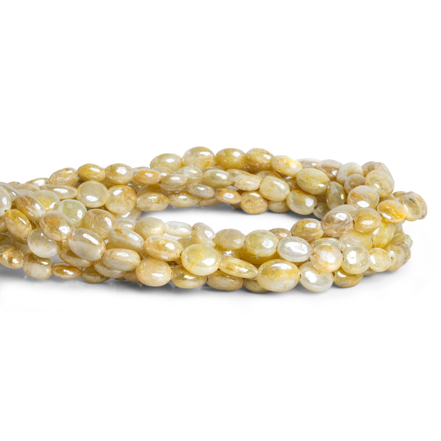 6x5mm Mystic Yellow Sapphire Plain Ovals 8 inch 28 beads - The Bead Traders