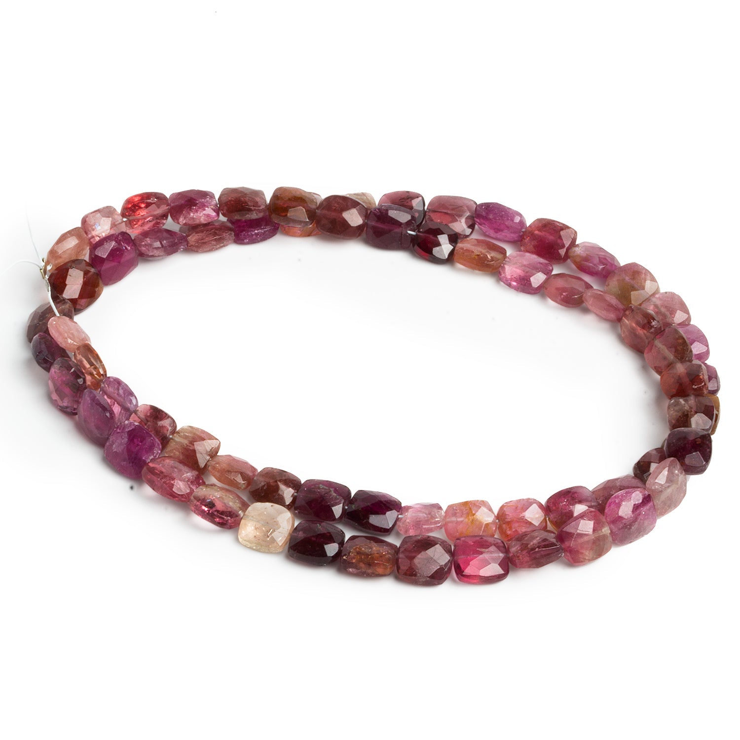 6x5mm Pink Tourmaline Faceted Cushions 16 inch 67 beads - The Bead Traders