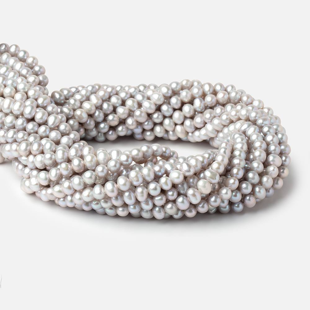 6x5mm Silver Off Round Pears 16 inch 80 beads - The Bead Traders