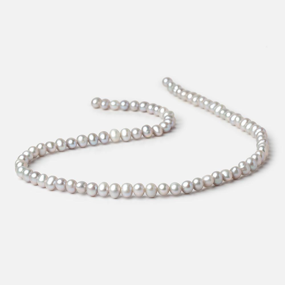 6x5mm Silver Off Round Pears 16 inch 80 beads - The Bead Traders