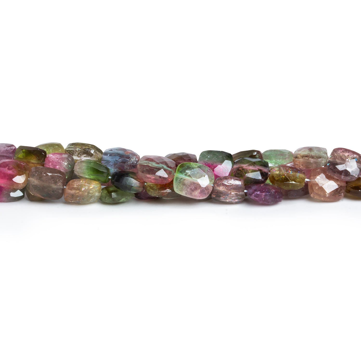 6x5mm Watermelon Tourmaline Faceted Cushions 16 inch 65 beads - The Bead Traders