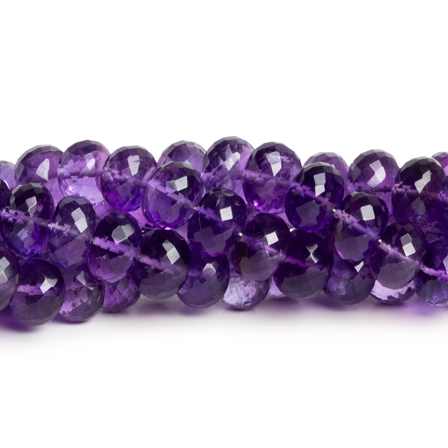 7-10mm African Amethyst Faceted Rondelles 15 inch 68 beads - The Bead Traders
