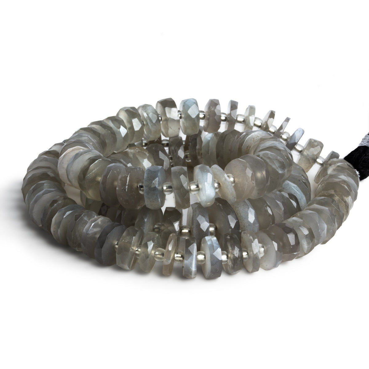7-11mm Grey Moonstone Faceted Heishis 16 inch 93 beads - The Bead Traders