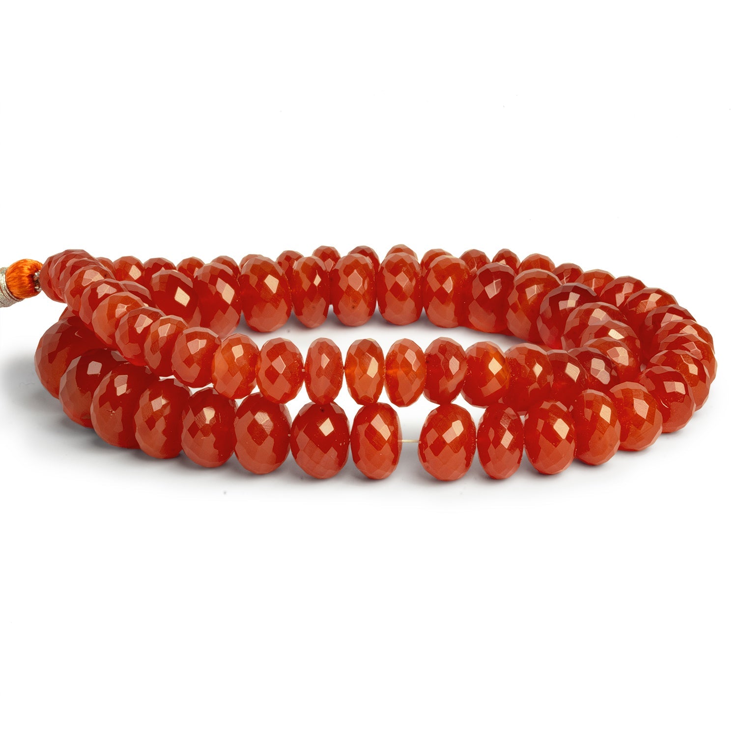7 - 12mm Carnelian Faceted Rondelles 16 inch 65 beads - The Bead Traders