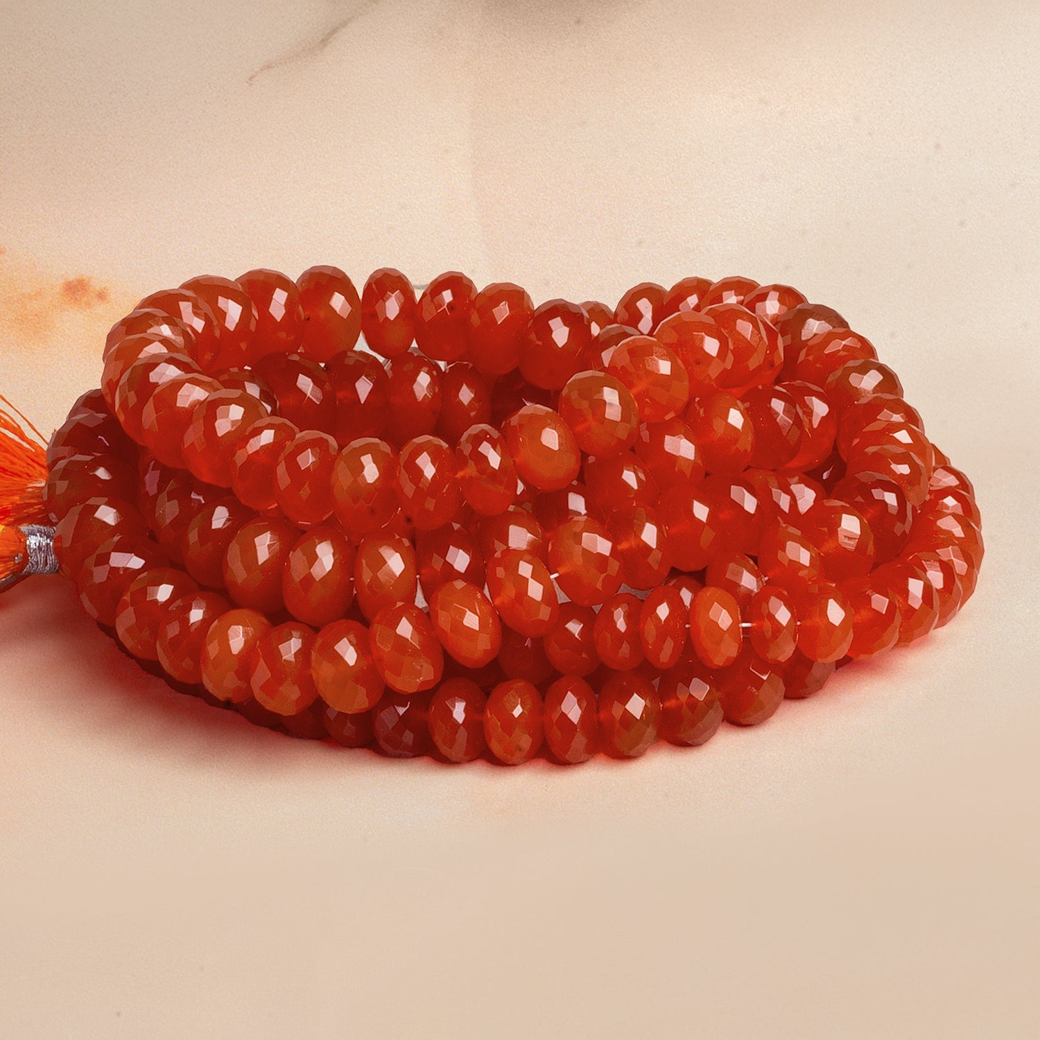 7 - 12mm Carnelian Faceted Rondelles 16 inch 65 beads - The Bead Traders