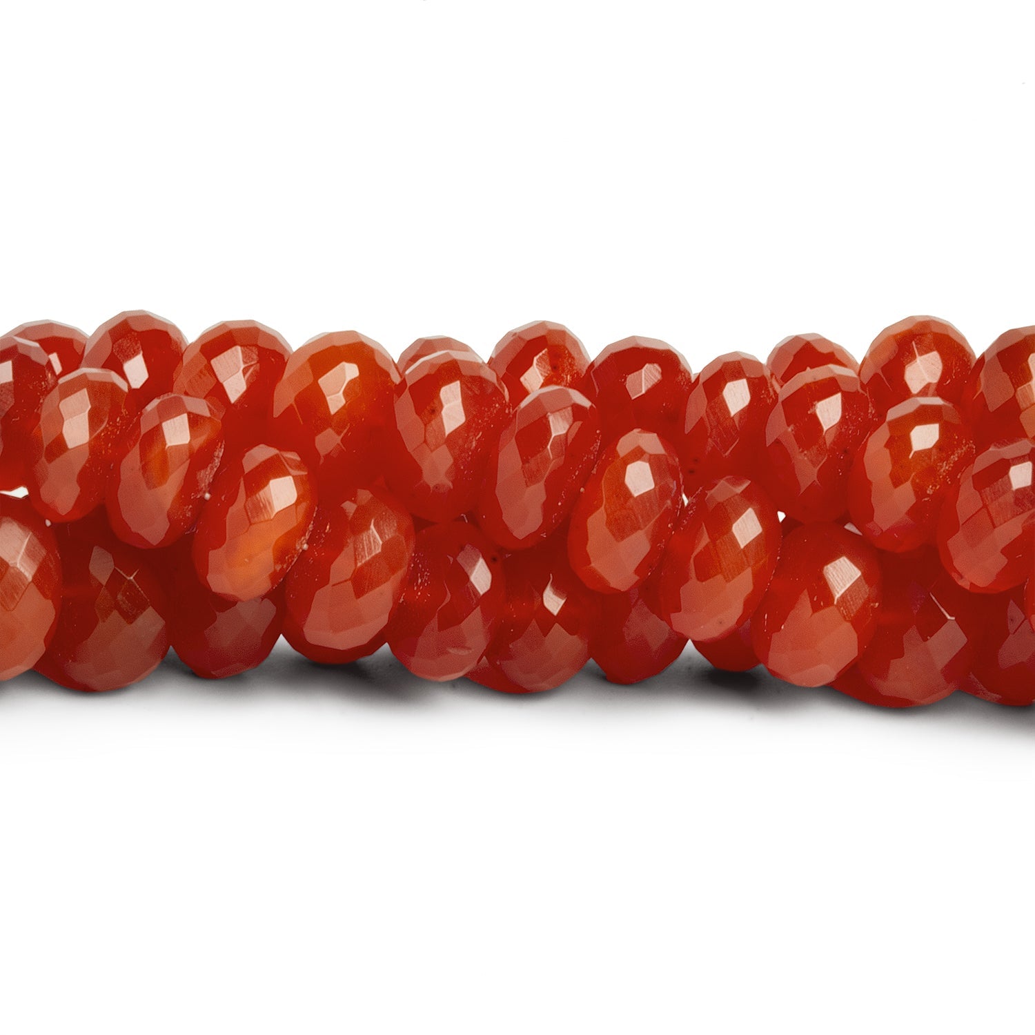 7 - 12mm Carnelian Faceted Rondelles 16 inch 65 beads - The Bead Traders