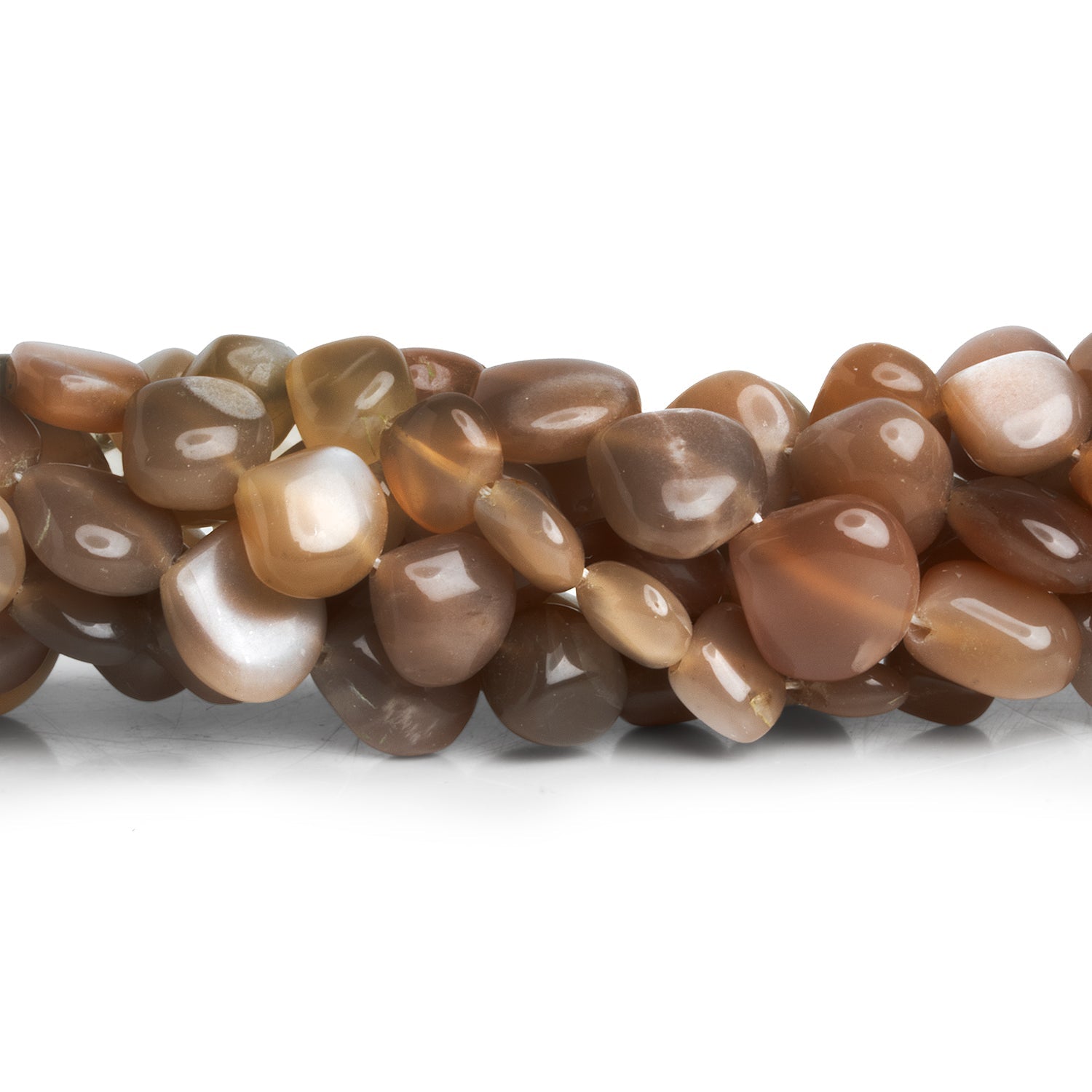 7 - 12mm Chocolate Moonstone Plain Hearts 14 inch 33 beads - The Bead Traders