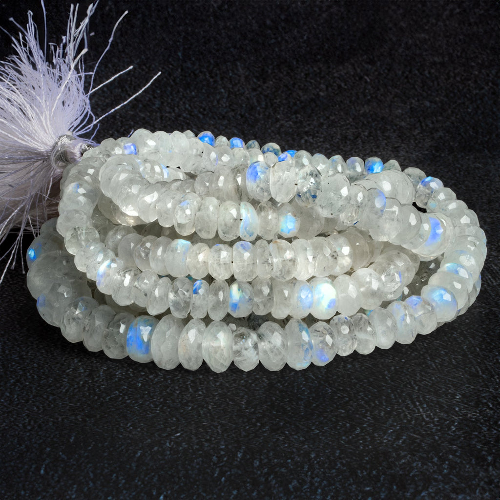 7-13mm Rainbow Moonstone Faceted Rondelle 16 inch 85 beads - The Bead Traders