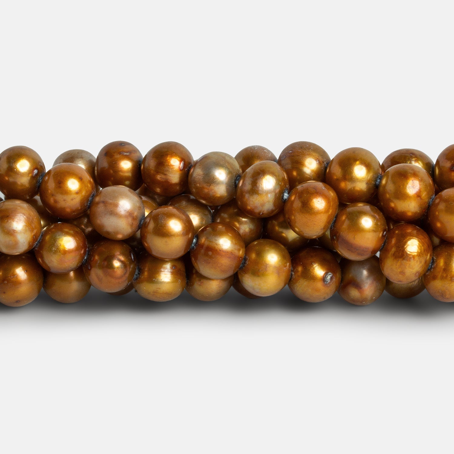7-7.5mm Bronze Off Round Freshwater Pearls 15 inch 58 beads - The Bead Traders