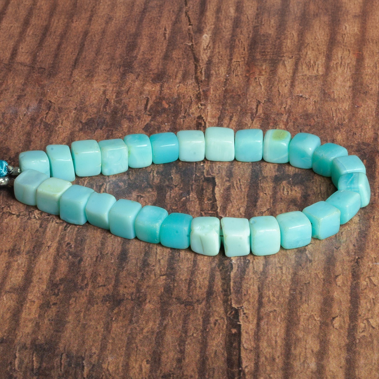 7 - 8mm Baby Blue Opal Plain Cubes 8 inch 25 beads - The Bead Traders