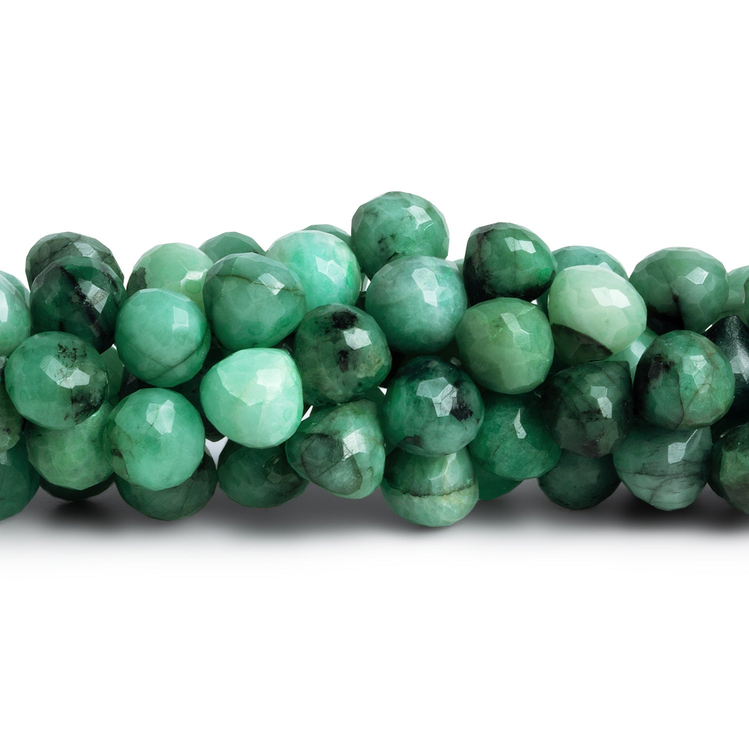7-8mm Brazilian Emerald Faceted Candy Kisses 8.5 inch 53 beads - The Bead Traders