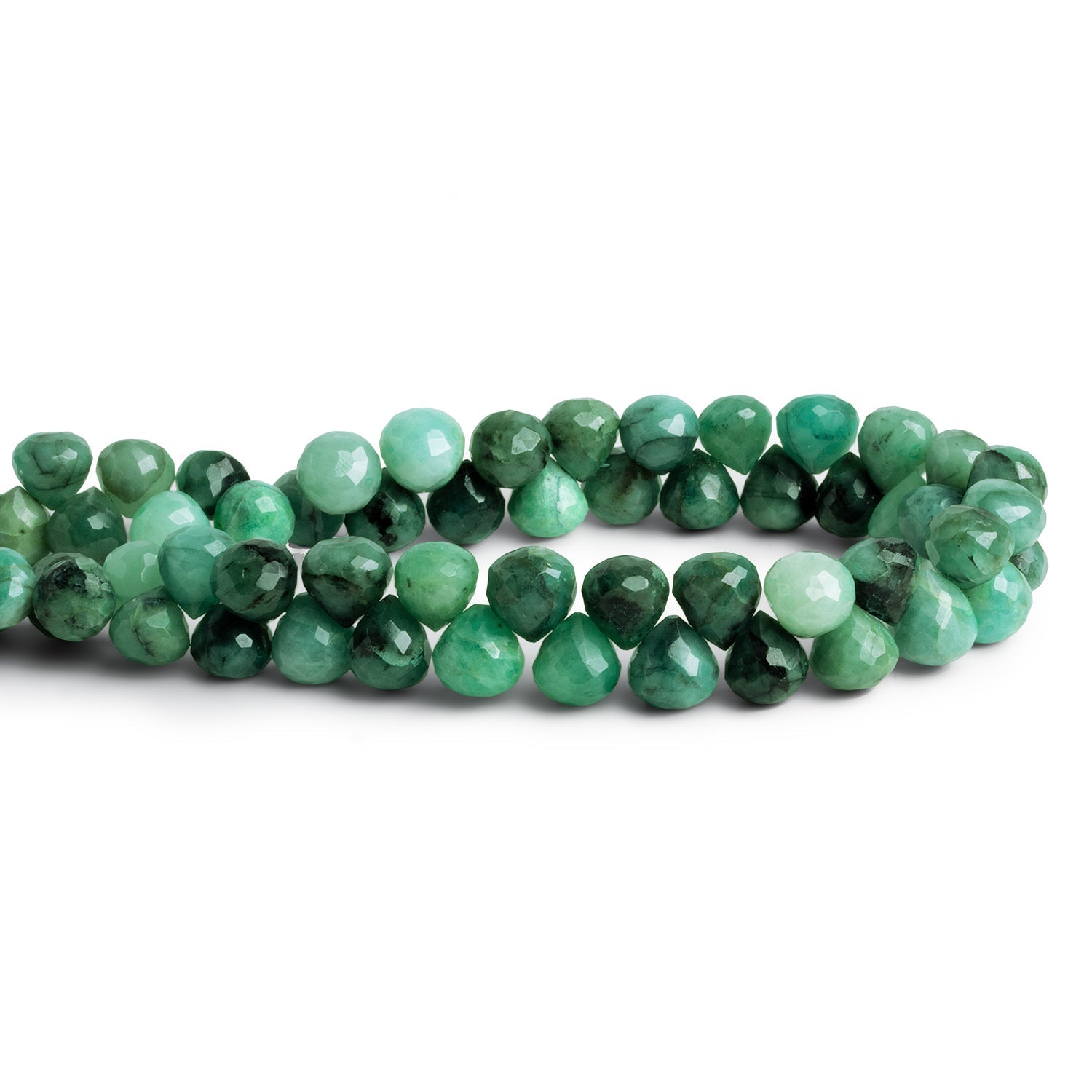 7-8mm Brazilian Emerald Faceted Candy Kisses 8.5 inch 53 beads - The Bead Traders