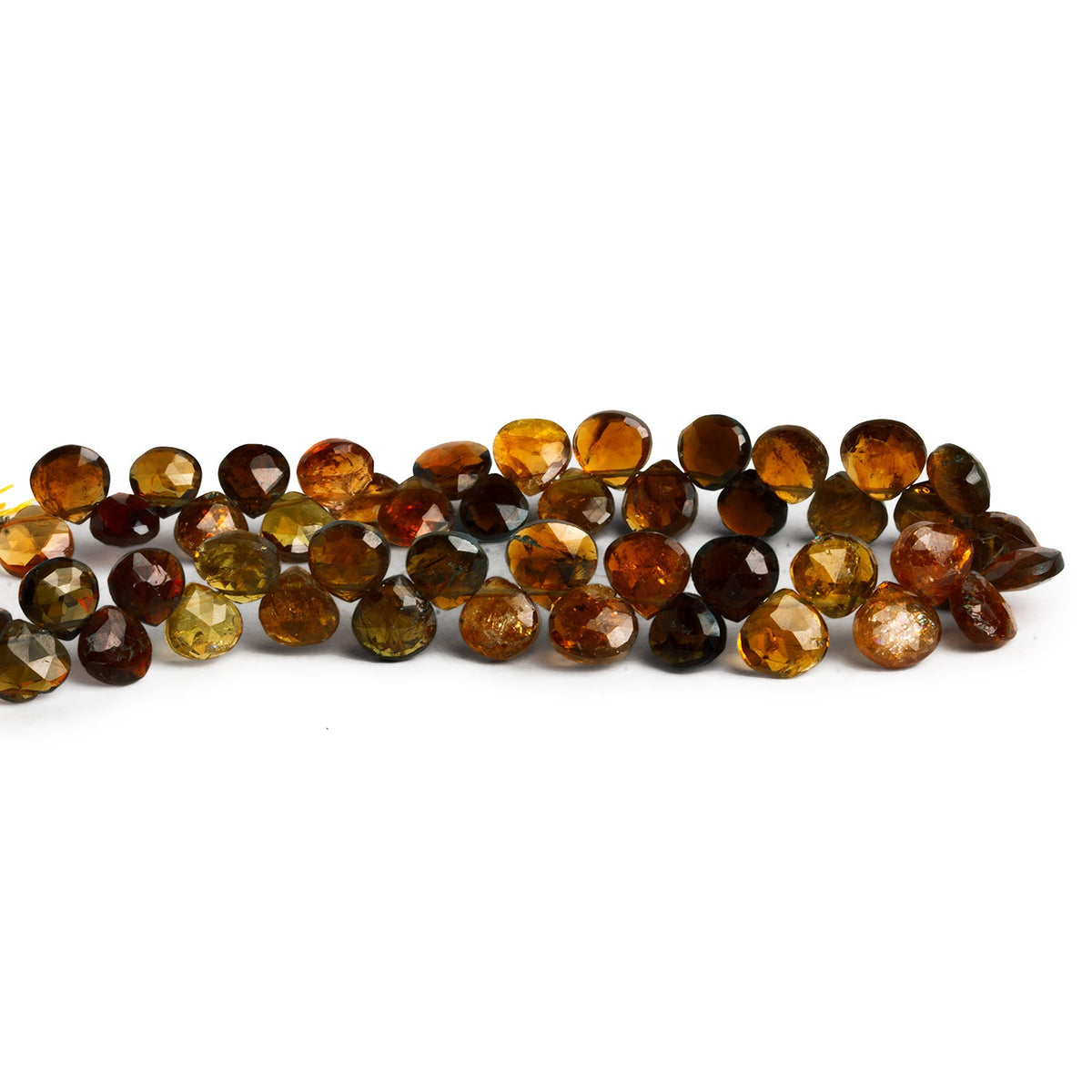 7-8mm Brown Tourmaline Faceted Hearts 8 inch 47 beads - The Bead Traders