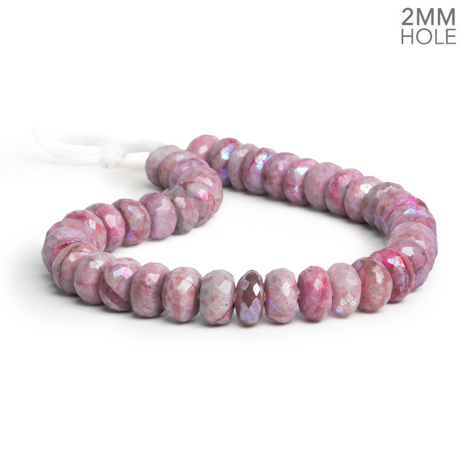 7 - 8mm Mystic Pink Quartz 2mm Large Hole Rondelles 8 inch 41 beads - The Bead Traders