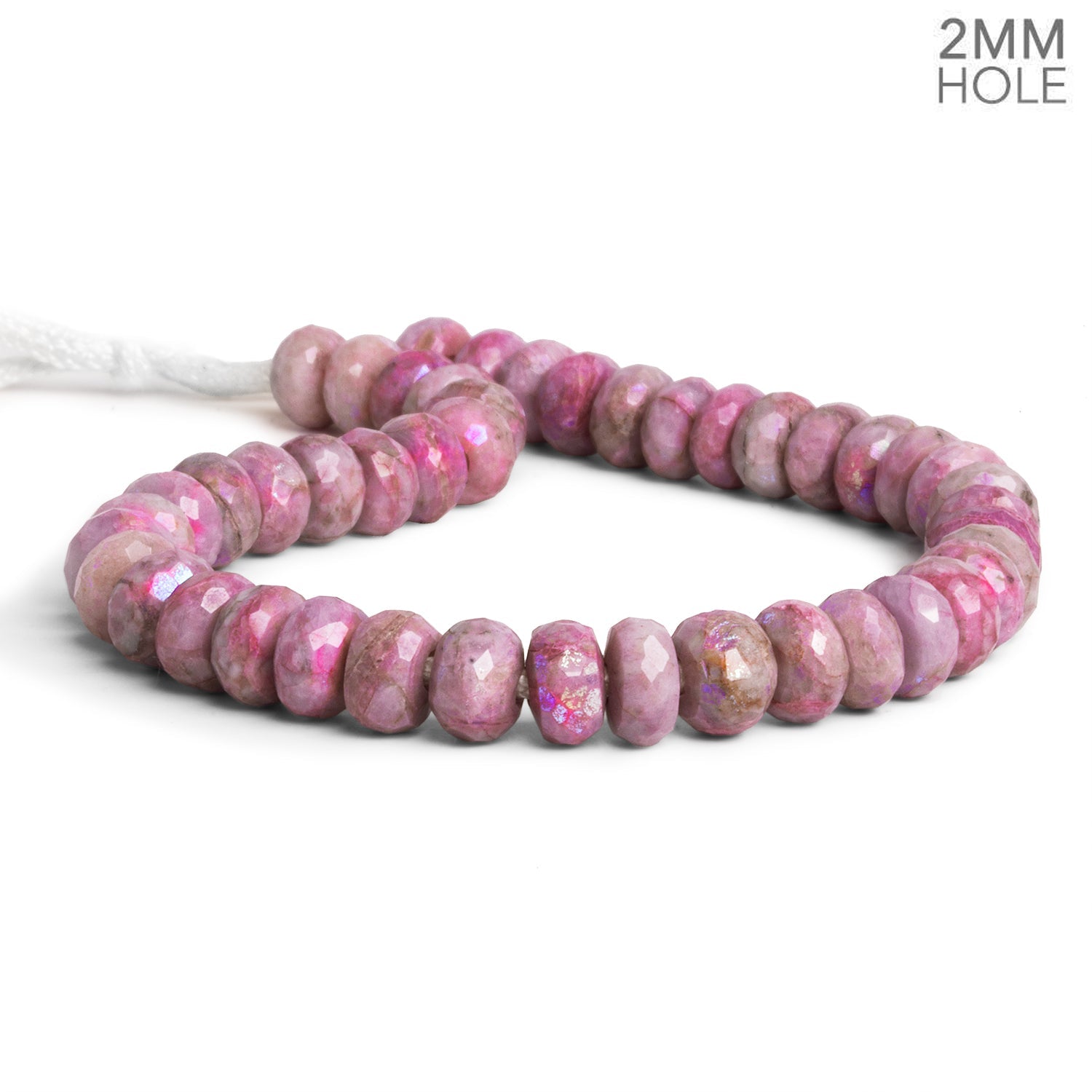 7 - 8mm Mystic Pink Quartz 2mm Large Hole Rondelles 8 inch 41 beads - The Bead Traders