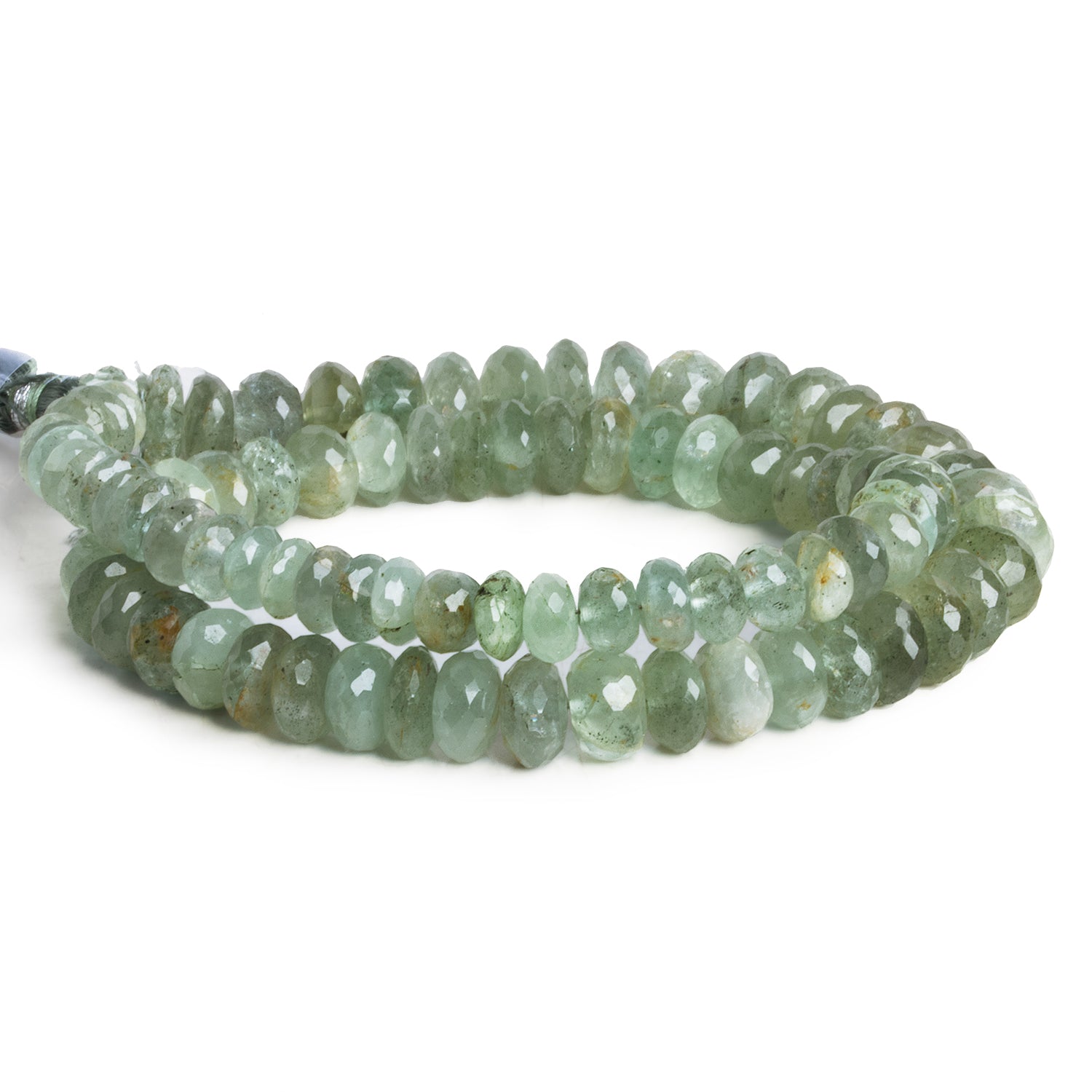7 - 9mm Moss Aquamarine Faceted Rondelles 14 inch 85 beads - The Bead Traders