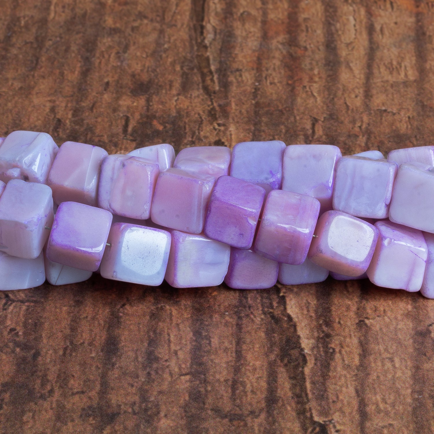 7 - 9mm Purple Opal Plain Cubes 8 inch 23 beads - The Bead Traders