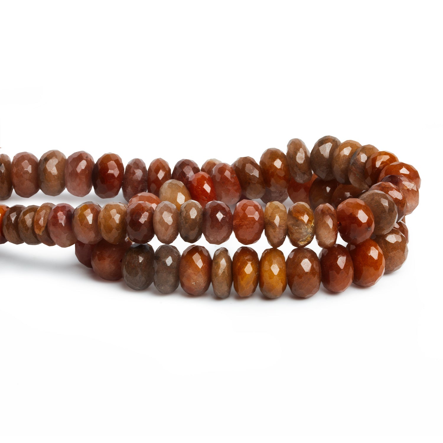 7 - 9mm Rutilated Quartz Faceted Rondelles 14 inch 70 beads - The Bead Traders