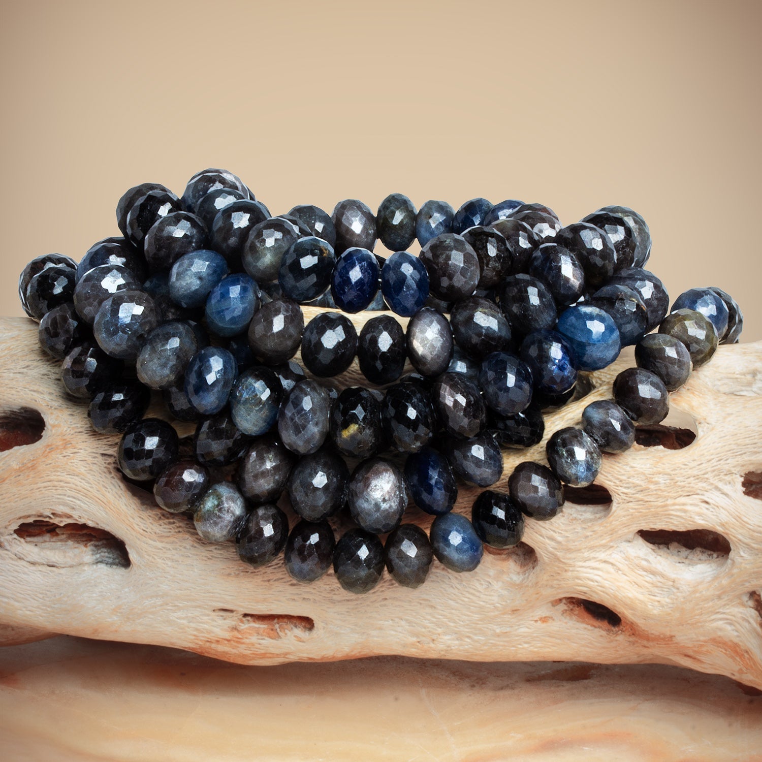 7 - 9mm Sapphire Faceted Rondelle Beads 16 inch 68 beads - The Bead Traders