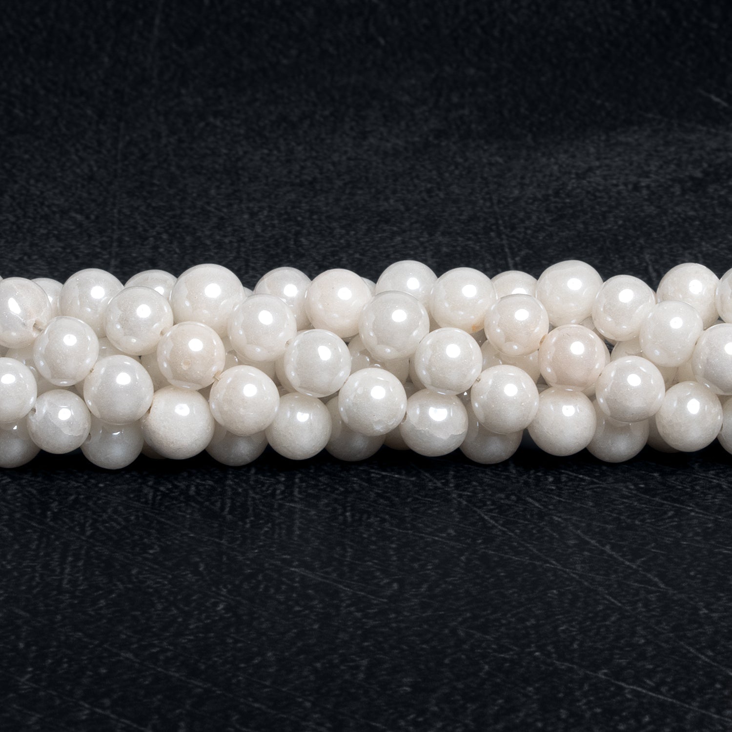 7.5mm Mystic White Quartz Plain Round Beads 16 inch 50 pieces - The Bead Traders