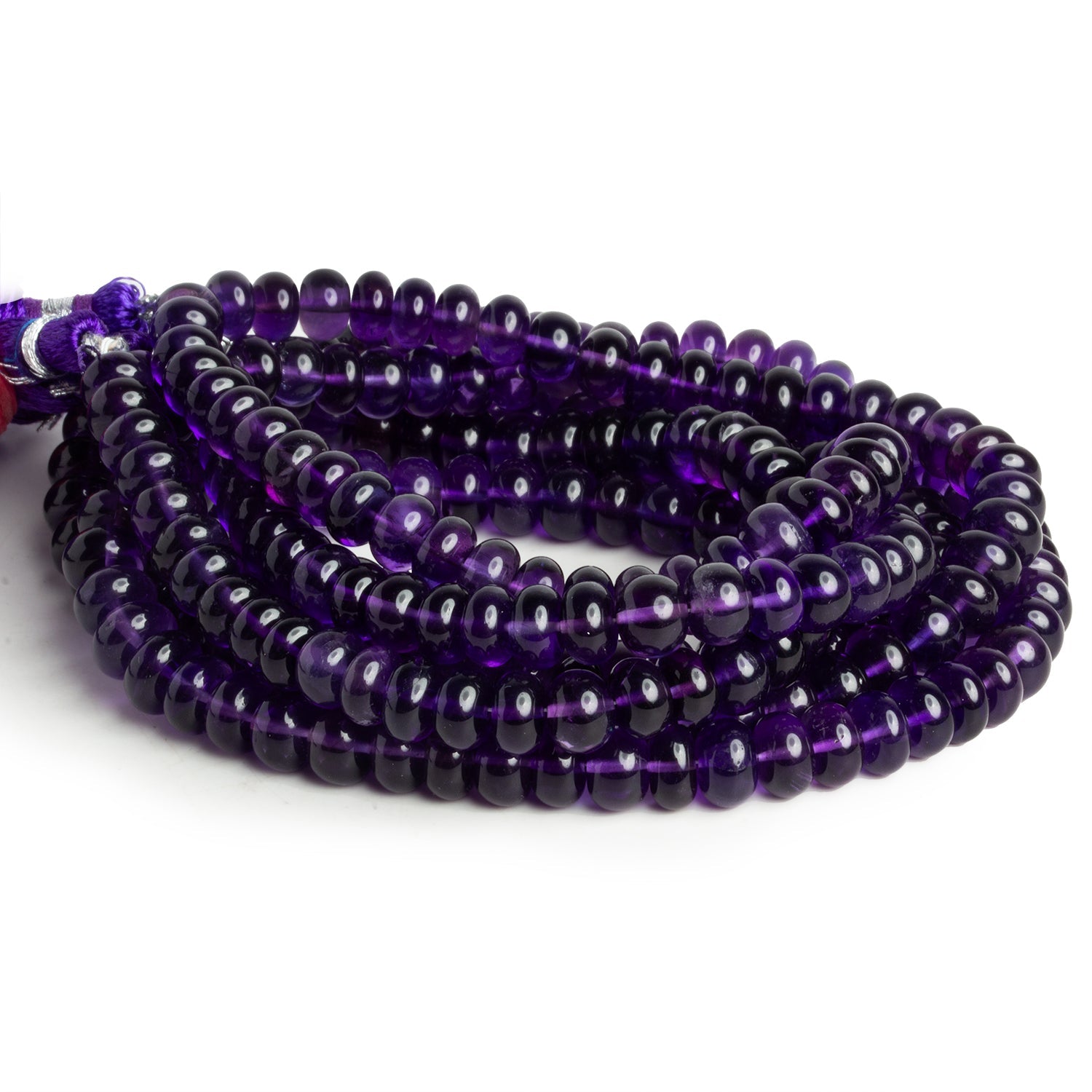 7mm African Amethyst Plain Rondelles 15 inch 85 beads - The Bead Traders