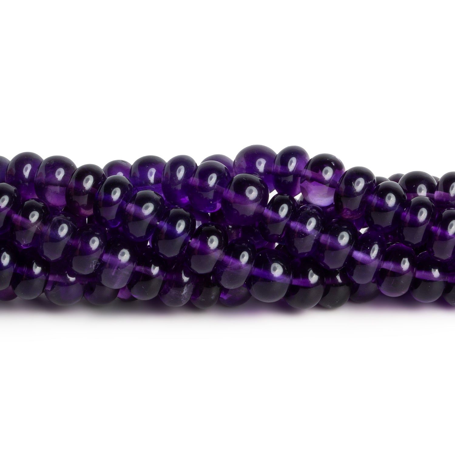 7mm African Amethyst Plain Rondelles 15 inch 85 beads - The Bead Traders