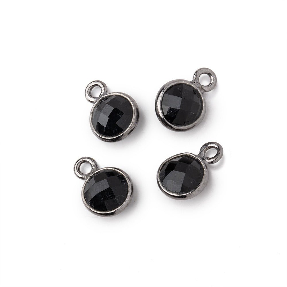 7mm Black Gold Bezeled Black Onyx Coin Pendants Set of 4 - The Bead Traders