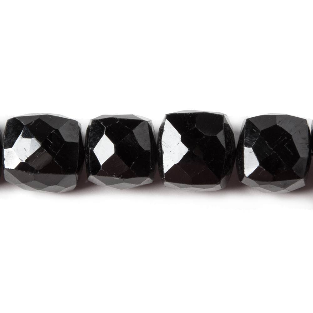 7mm Black Spinel faceted cube beads 8 inch 27 pieces - The Bead Traders