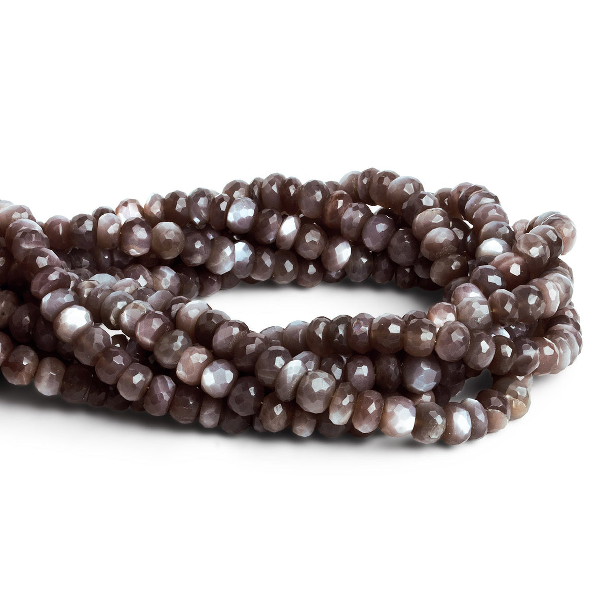 7mm Chocolate Moonstone Faceted Rondelles 14 inch 70 beads - The Bead Traders