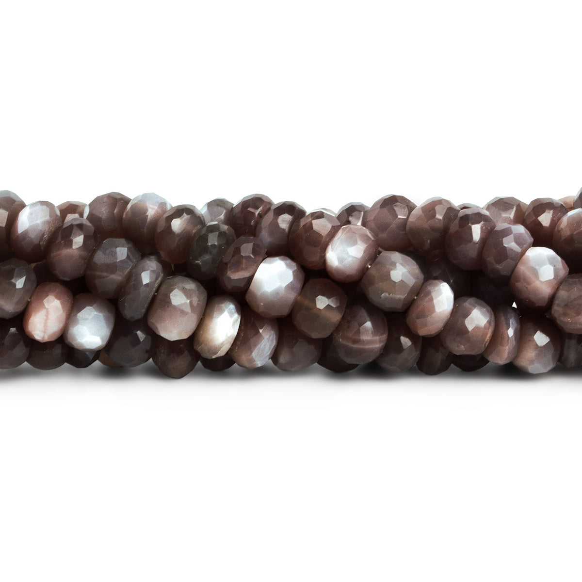 7mm Chocolate Moonstone Faceted Rondelles 14 inch 70 beads - The Bead Traders