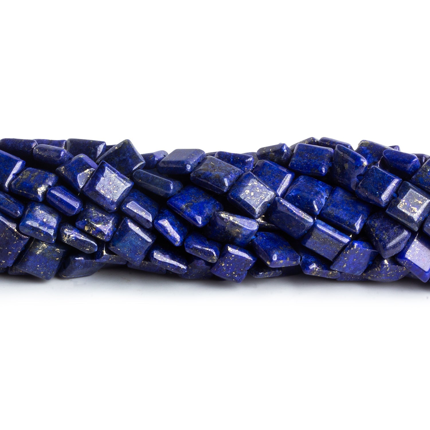 7mm Lapis Lazuli Handcut Squares 12 inch 45 beads - The Bead Traders