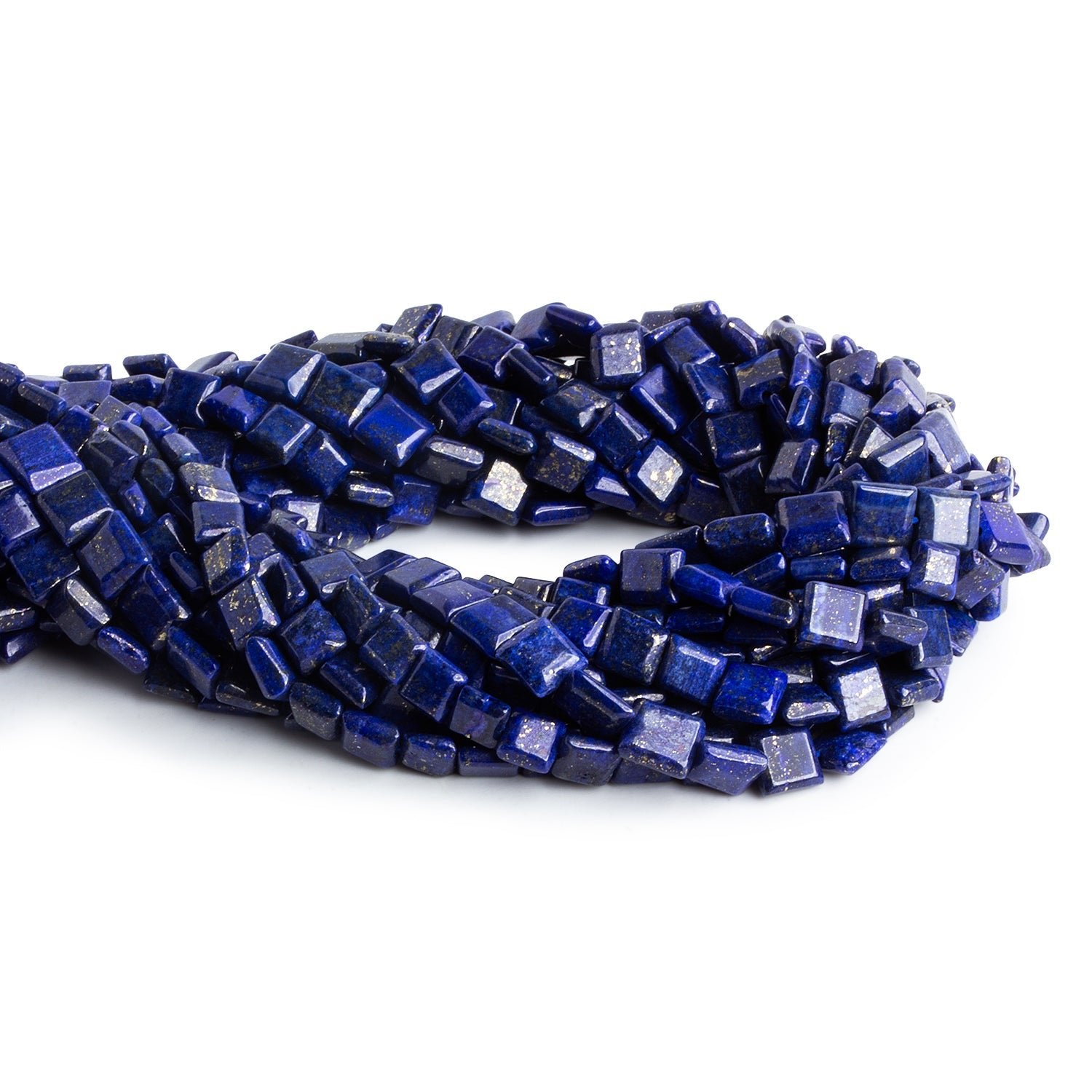 7mm Lapis Lazuli Handcut Squares 12 inch 45 beads - The Bead Traders