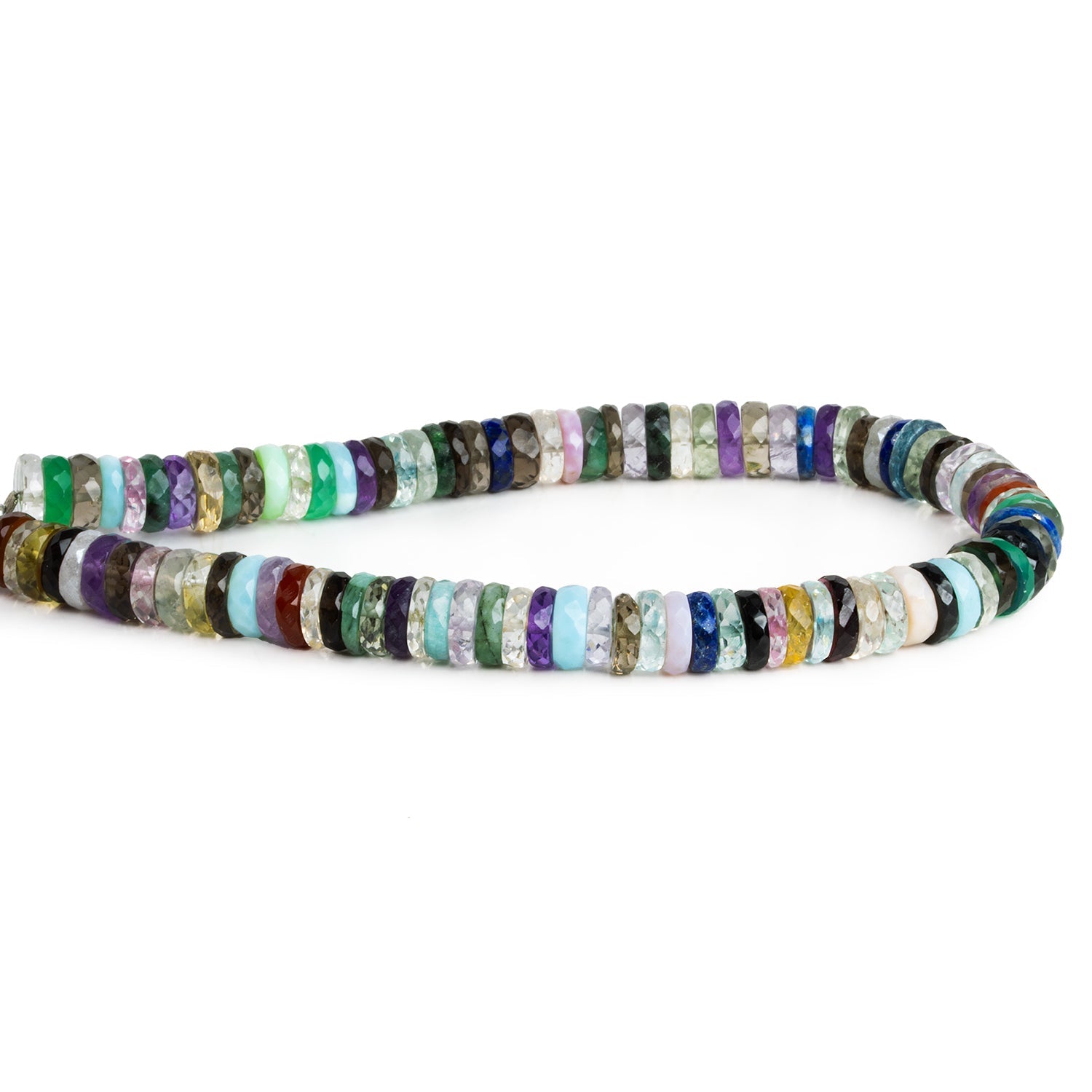 7mm Multi Gemstone Faceted Heishis 8 inch 80 beads - The Bead Traders