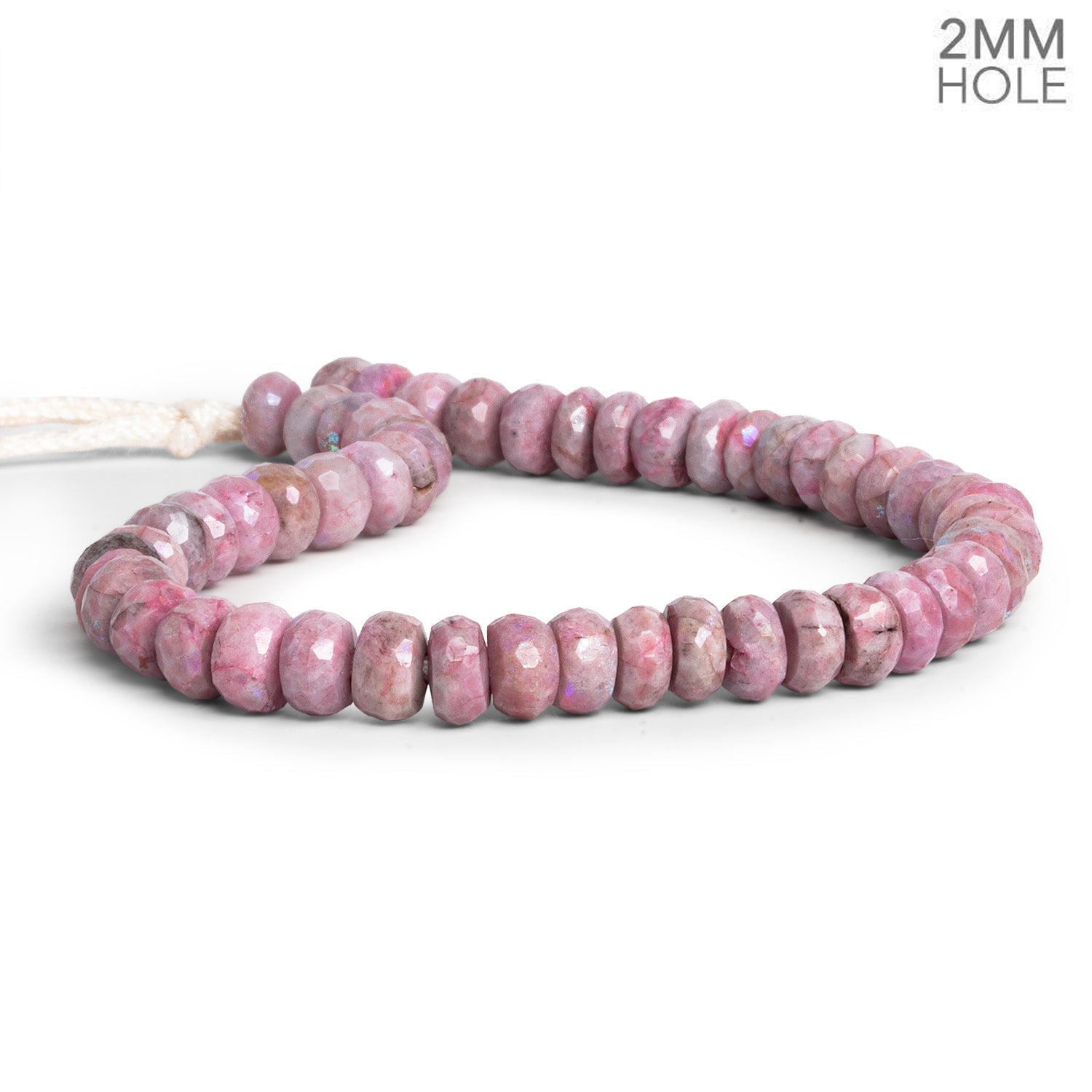 7mm Mystic Pink Quartz 2mm Large Hole Rondelles 8 inch 45 beads - The Bead Traders