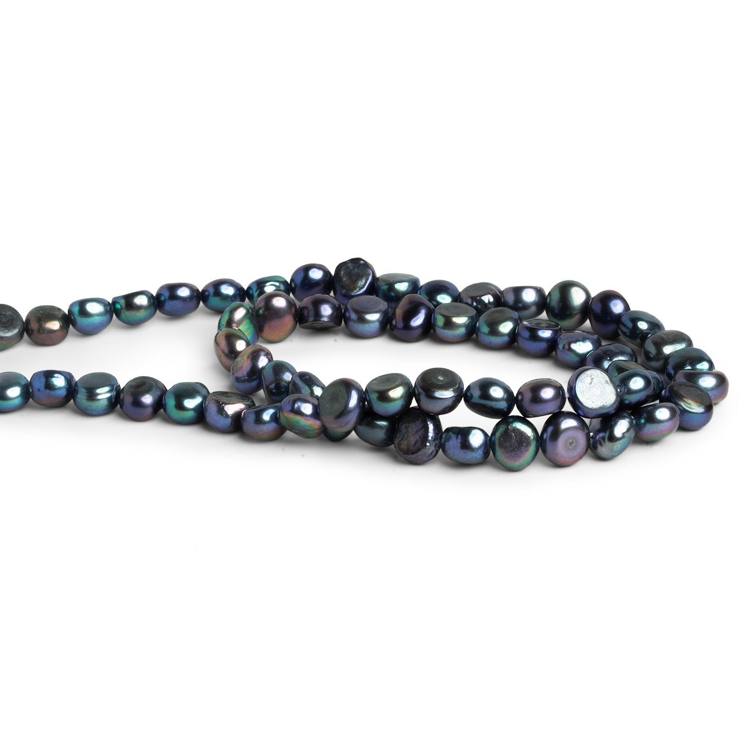 7mm Peacock Baroque Pearls 16 inch 58 beads - The Bead Traders