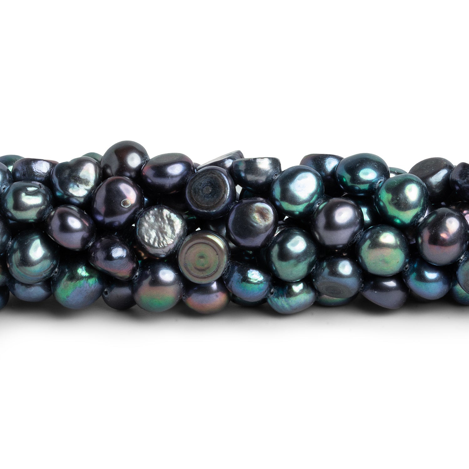 7mm Peacock Baroque Pearls 16 inch 58 beads - The Bead Traders