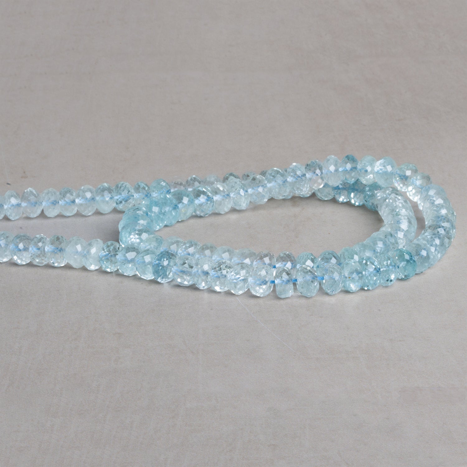 7mm Shaded Aquamarine Faceted Rondelles 16 inch 90 beads - The Bead Traders