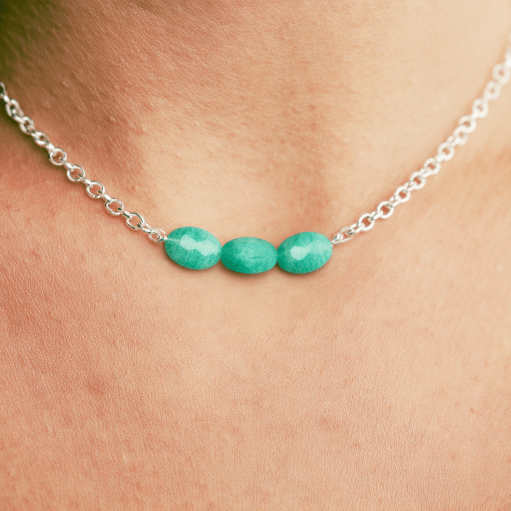 7x5mm Amazonite Faceted Ovals 12 inch 45 beads - The Bead Traders
