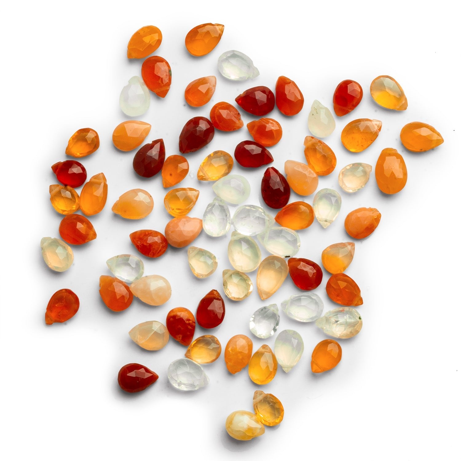 7x5mm Fire Opal Faceted Pears 63 beads - The Bead Traders