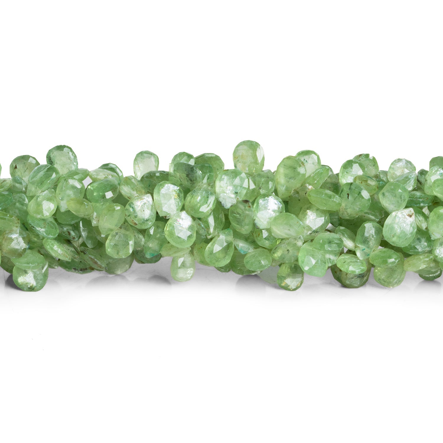 7x5mm Green Kyanite Faceted Pears 7.5 inch 43 beads - The Bead Traders