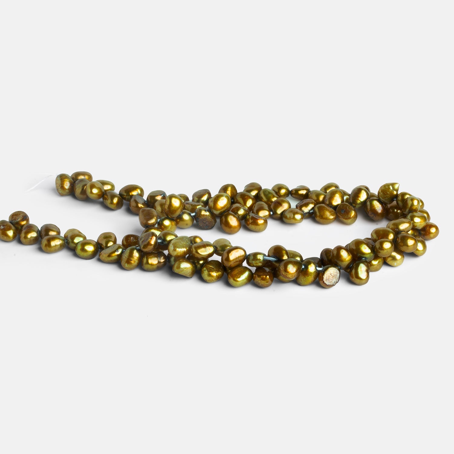 7x5mm Green Oval Pearls 16 inch 100 beads - The Bead Traders