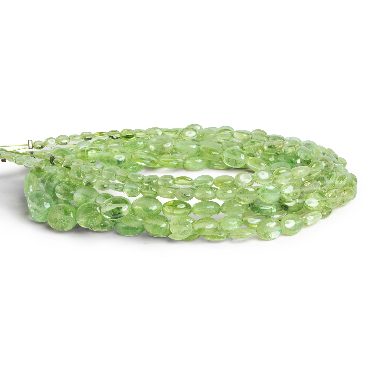 7x5mm Peridot Plain Ovals 15 inch 65 beads - The Bead Traders