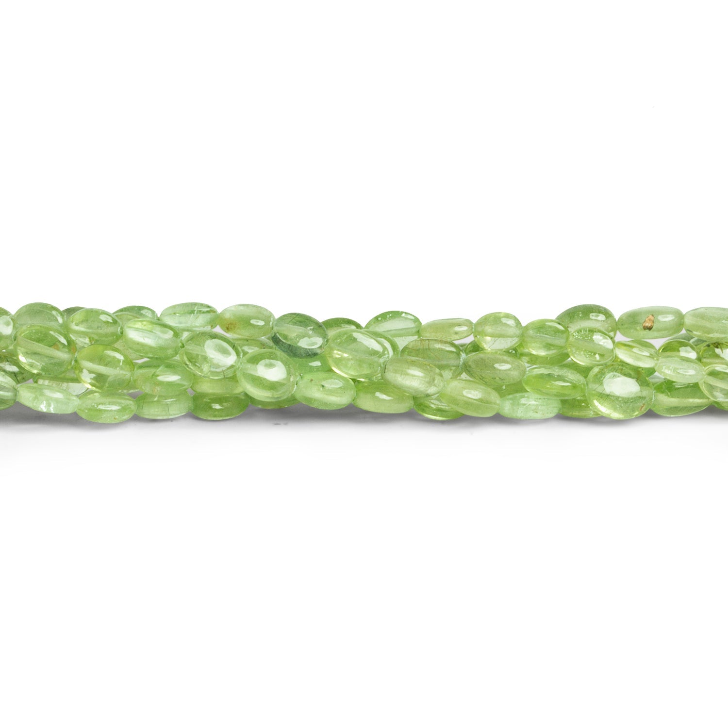 7x5mm Peridot Plain Ovals 15 inch 65 beads - The Bead Traders