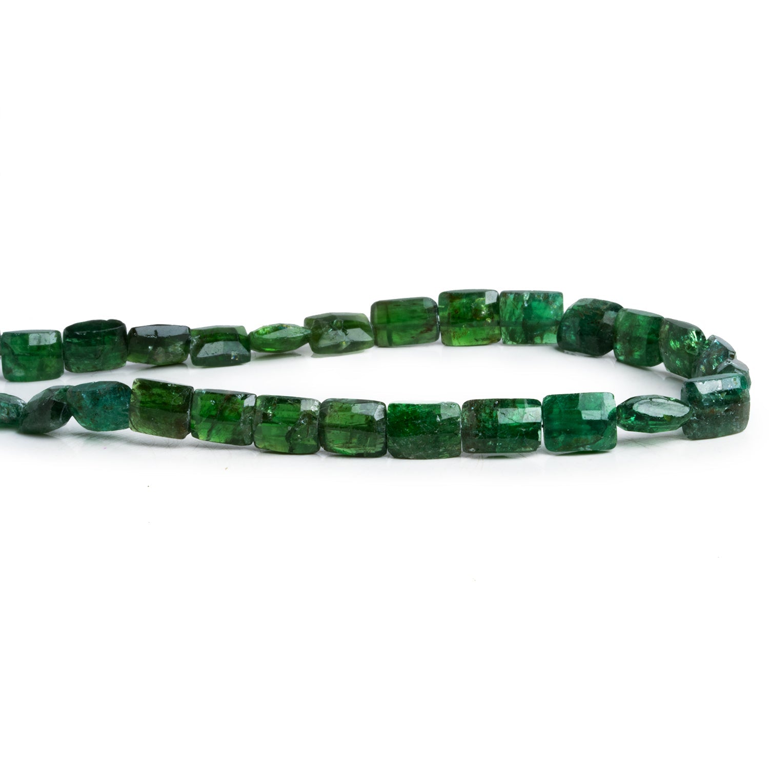 7x6mm Green Apatite Faceted Rectangles 8 inch 27 beads - The Bead Traders