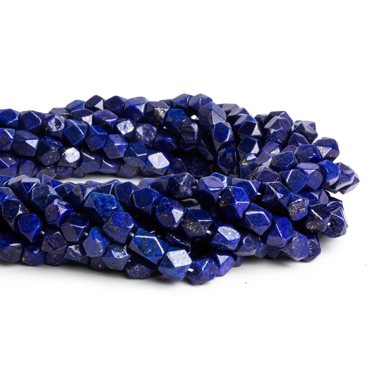 7x6mm Lapis Lazuli Handcut Nugget Cubes 12 inch 51 beads - The Bead Traders