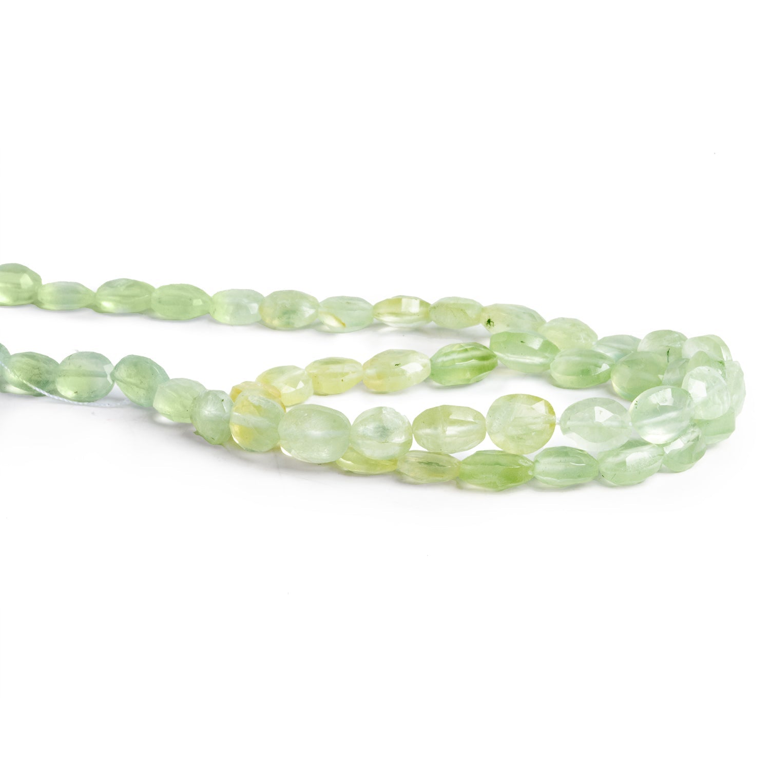 7x6mm Prehnite Faceted Ovals 14 inch 40 beads - The Bead Traders