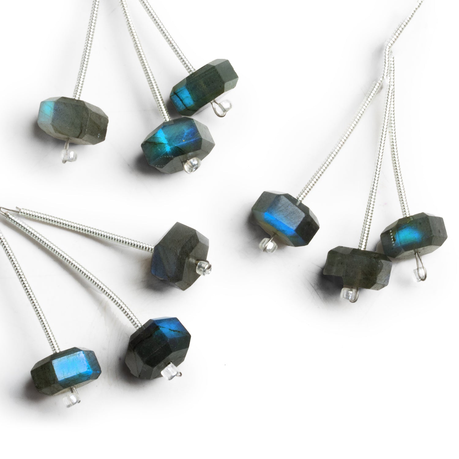 8 - 10mm Labradorite Faceted Hexagon Focals 3 Beads - The Bead Traders