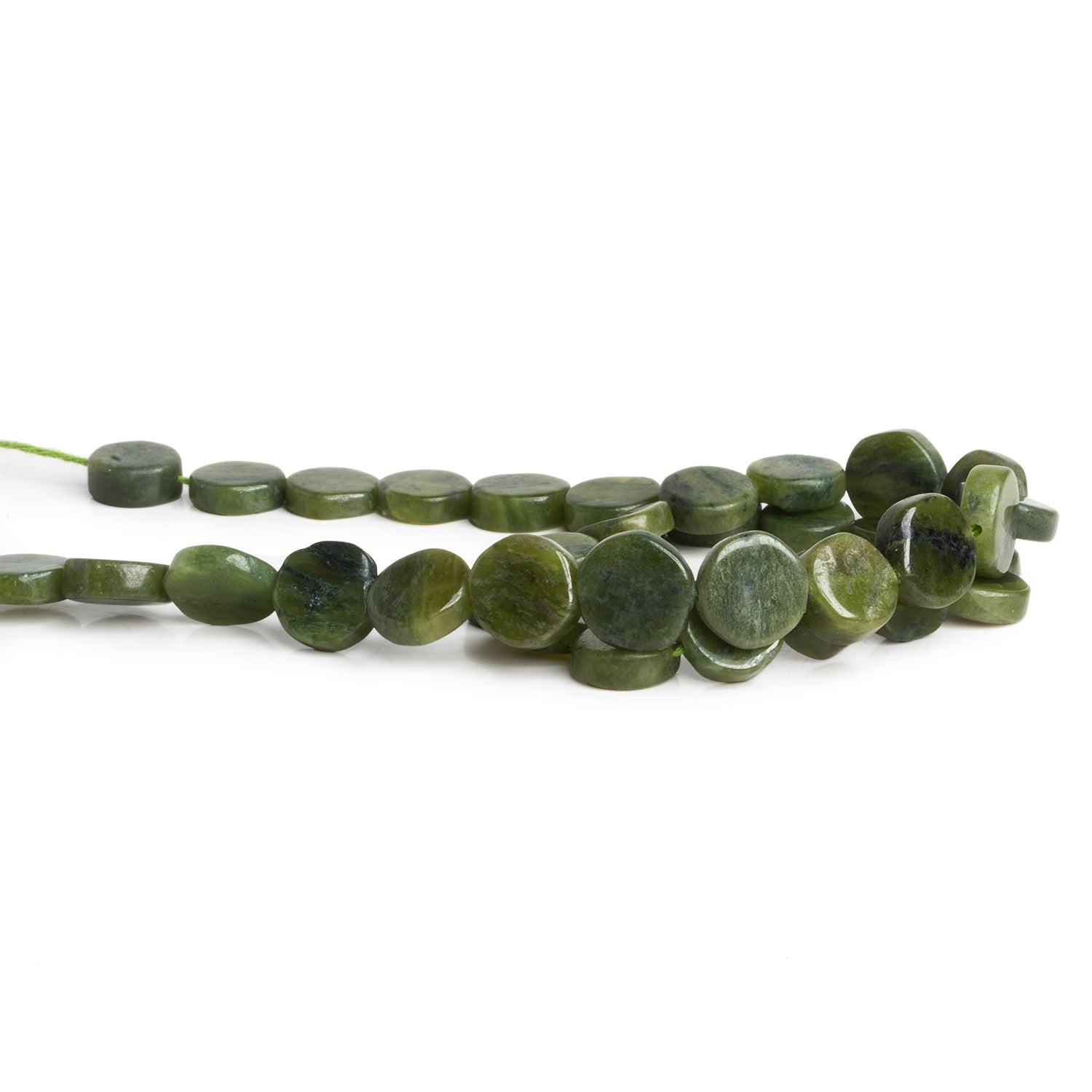 8 - 10mm Serpentine Plain Coins 12 inch 31 beads - The Bead Traders