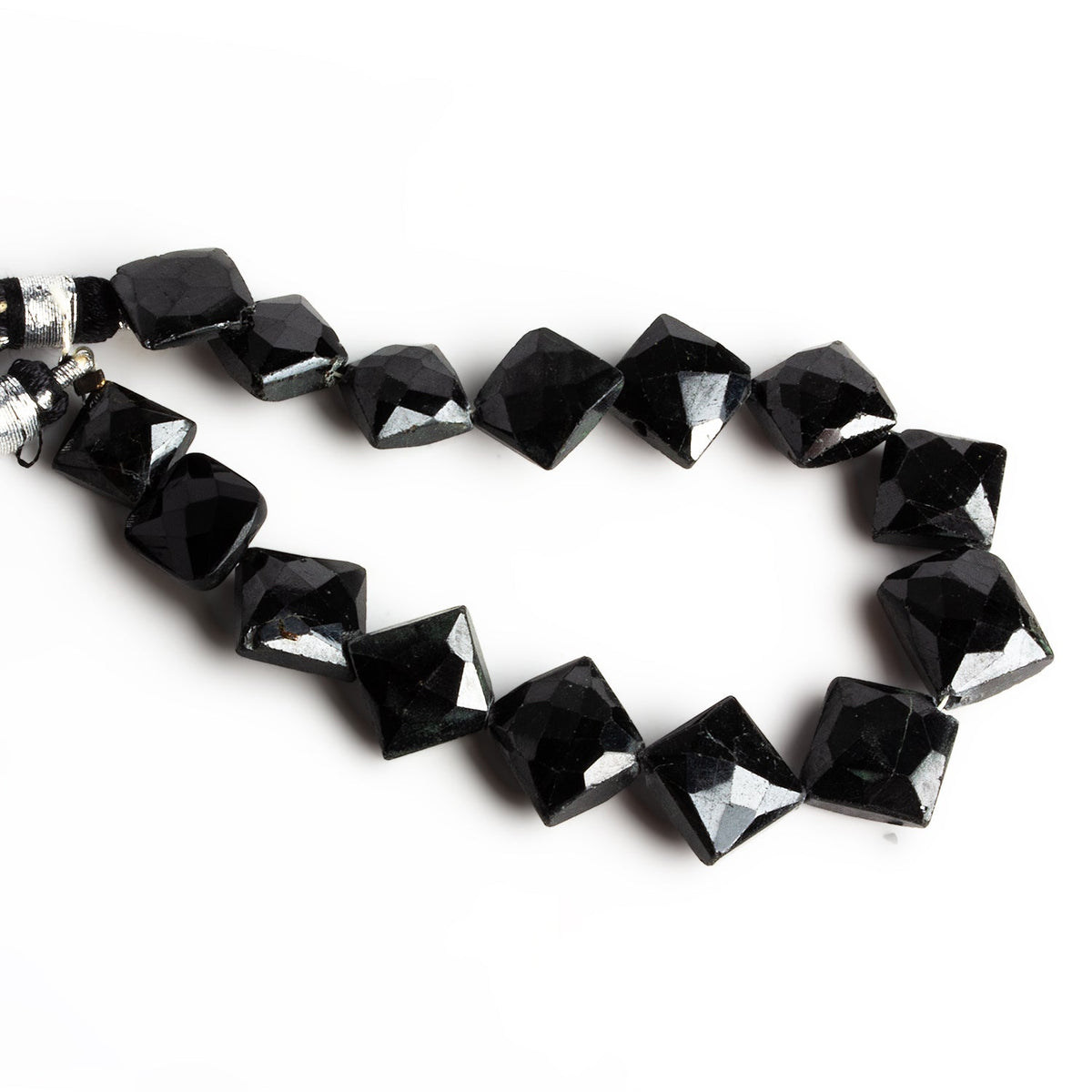 8-11mm Black Spinel Faceted Rectangles 6.5 inch 15 beads - The Bead Traders